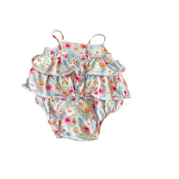 Posh Peanut Carissa Ruffled Spaghetti Strap Bubble Romper 3-6 Months VGUC - Picture 2 of 2